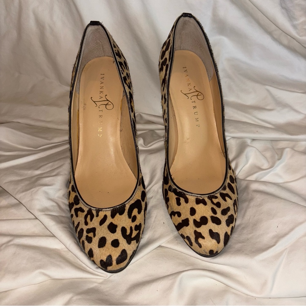 Ivanka Trump Tan and Black Leopard Heels